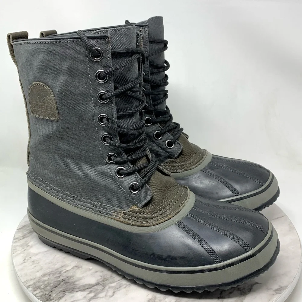 Sorel 1964 Premium CVS Gray Lace Up Waterproof Snow Boots 10/44 Mens Insulated